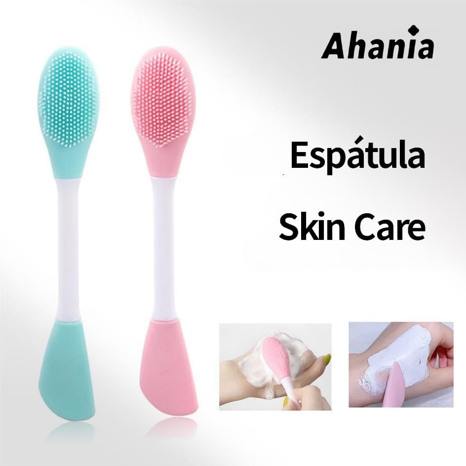 Ahania Espátula de Silicone para Aplicação de Máscara Facial - Esfoliação Facial / Pincel Macio para Cosméticos