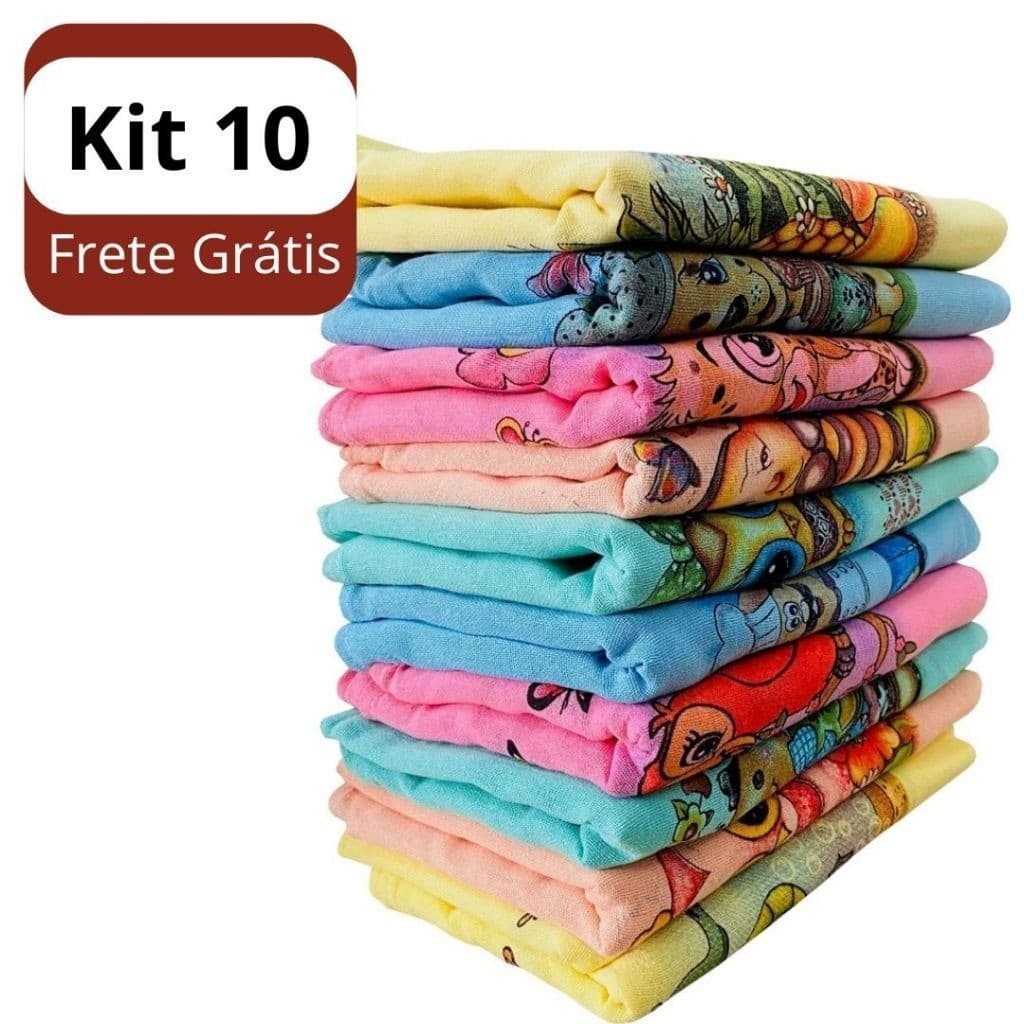 Kit 10 panos coloridos prato estampados algodão