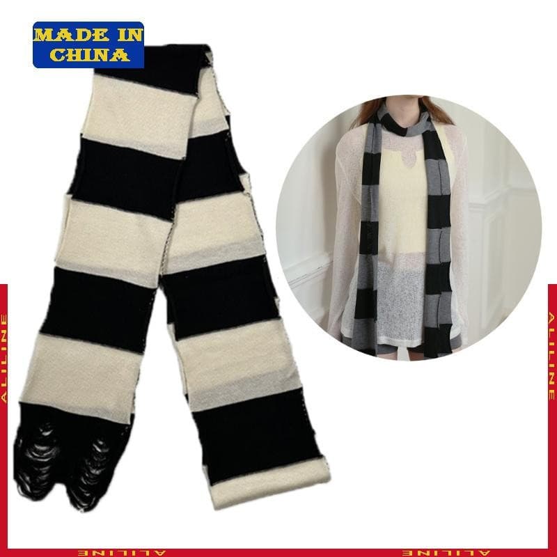 Colorful Stripe Cachecol Para Meninas Lenços Respiráveis Outono Estudantes