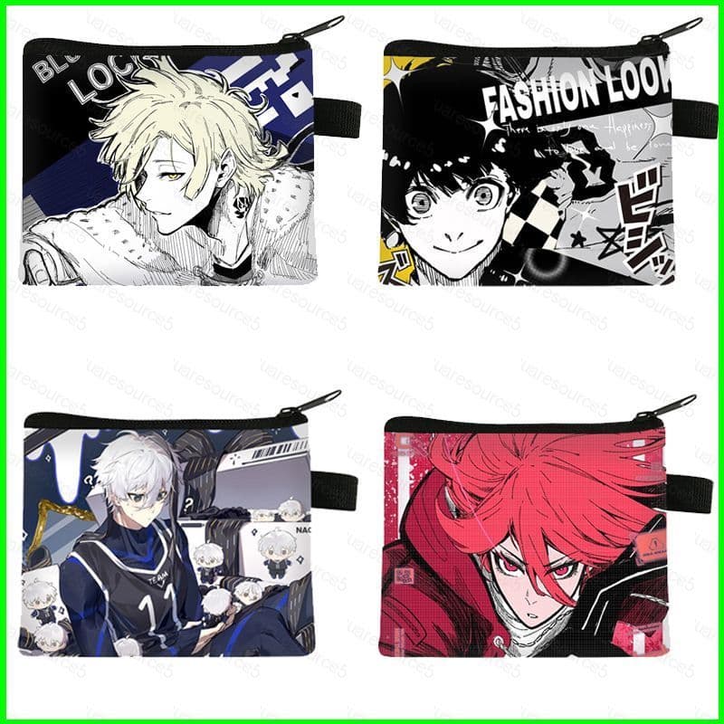 SQ5 Azul Bloqueio Dos Desenhos Animados Anime Estudante Moeda Bolsa Impressa Crianças Moda Cartão Saco Portátil