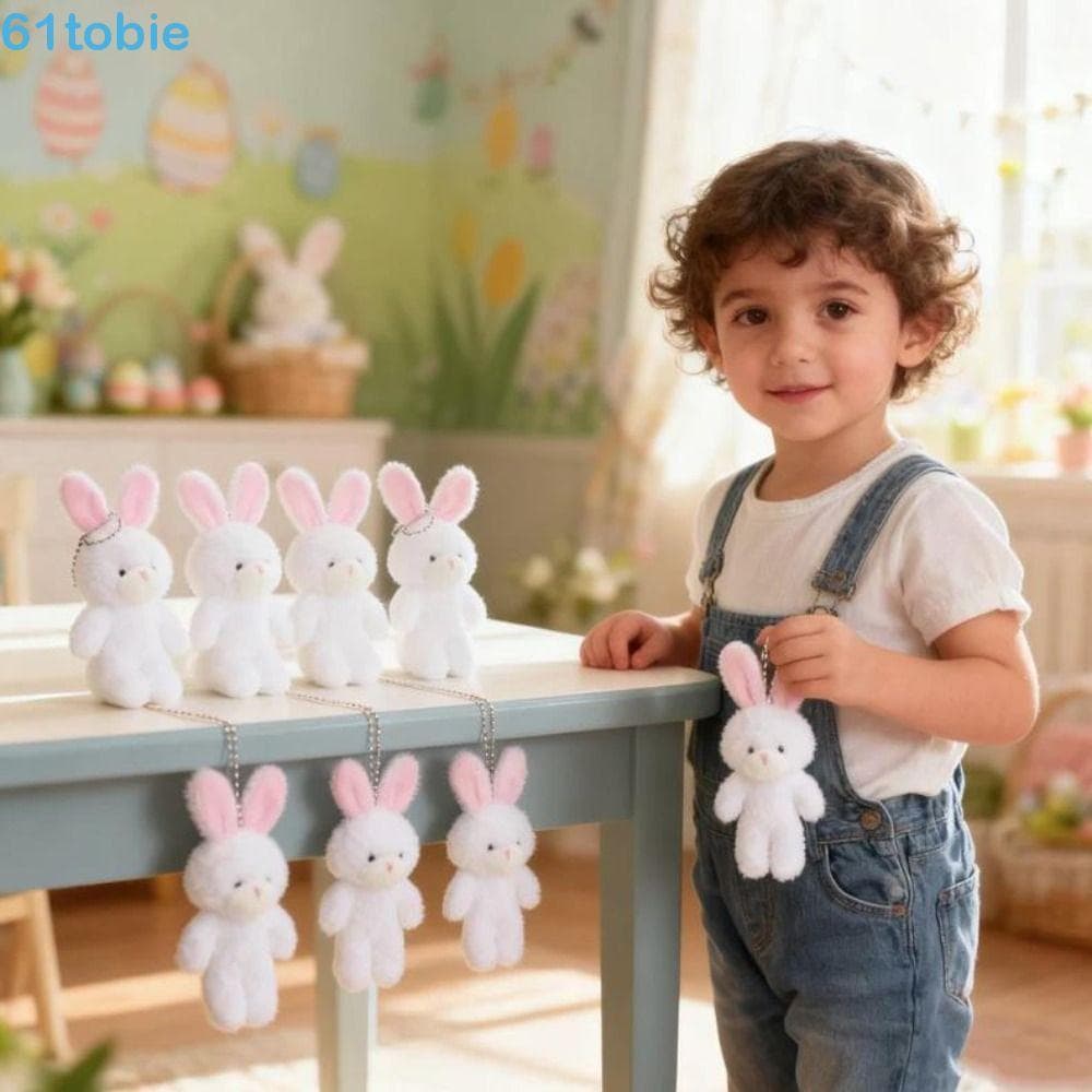 TOBIE 10 Unidades De Chaveiro De Pelúcia De Coelho Branco , Brinquedo Pequeno , 18 Cm