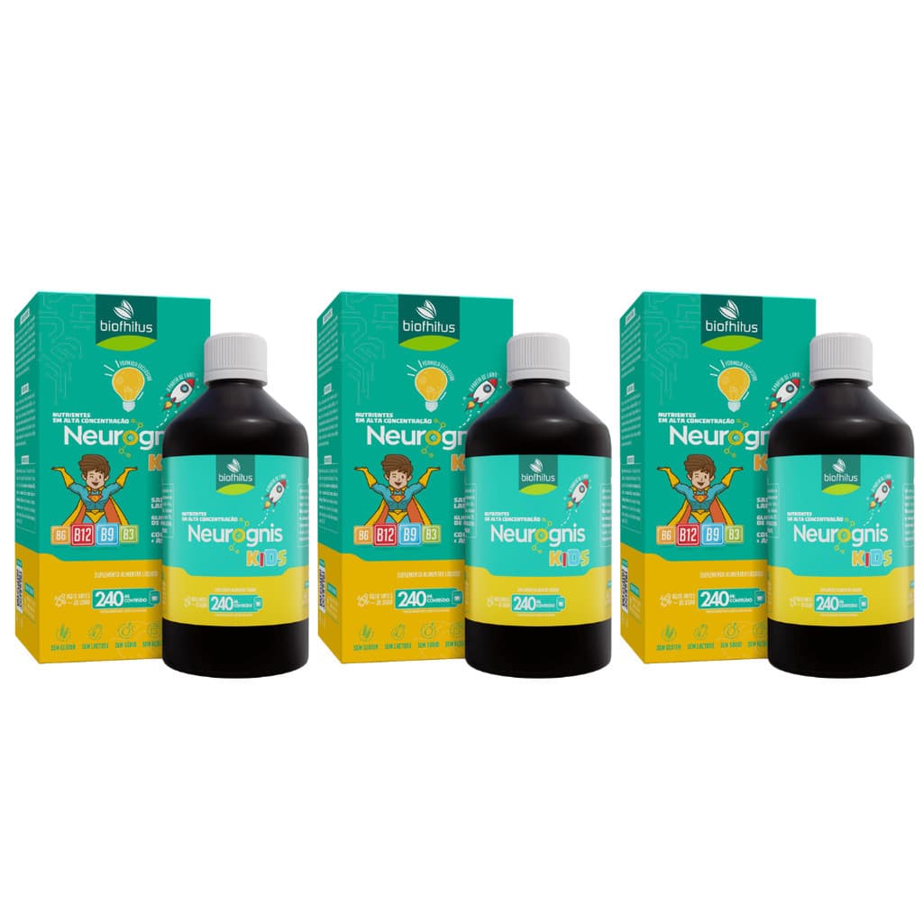 Kit 03 unidades - Suplemento Biofhitus Neurognis Kids 240ml