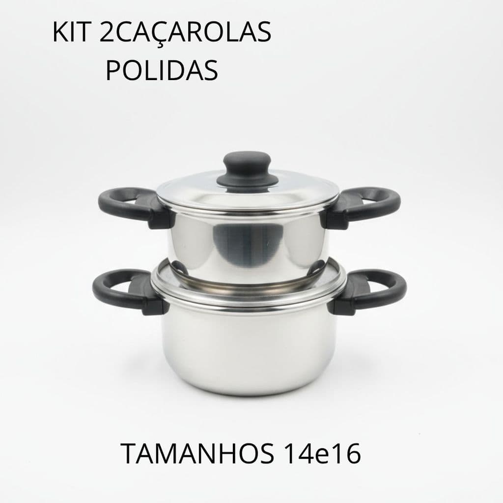 KIT 2CAÇAROLAS POLIDAS TAMANHO14e16