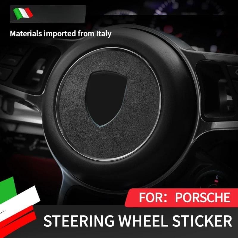 Interior Do Carro Volante Centro Etiqueta Adesivo Camurça É Adequado Para Porsche Panamera Macan Cayenne718 911acessório