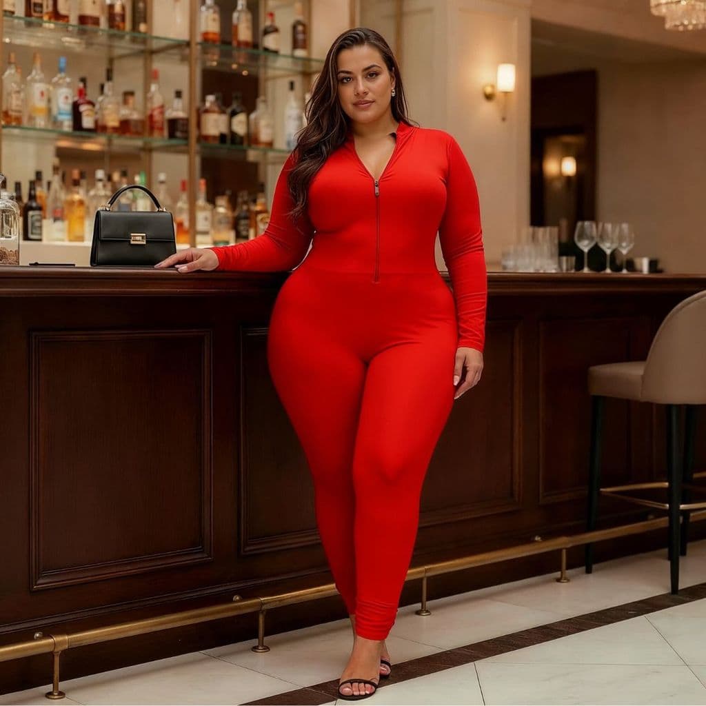 Macacão Feminino Manga Calça Longa Suplex Virginia GG Plus Size Tecido Suplex Festa Balada