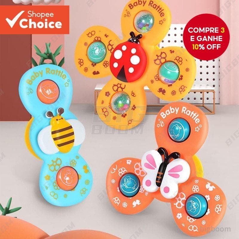 3 Pcs Baby Bath Toy Suction Cup Teether Spinner Top Brinquedos Giratórios Para Crianças