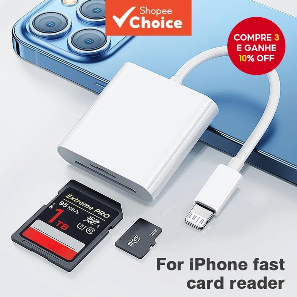 Leitor De Cartão 2 Em 1 Type C IOS Lightnig Flash Drive TF SD Para iPad Tablet iPhone