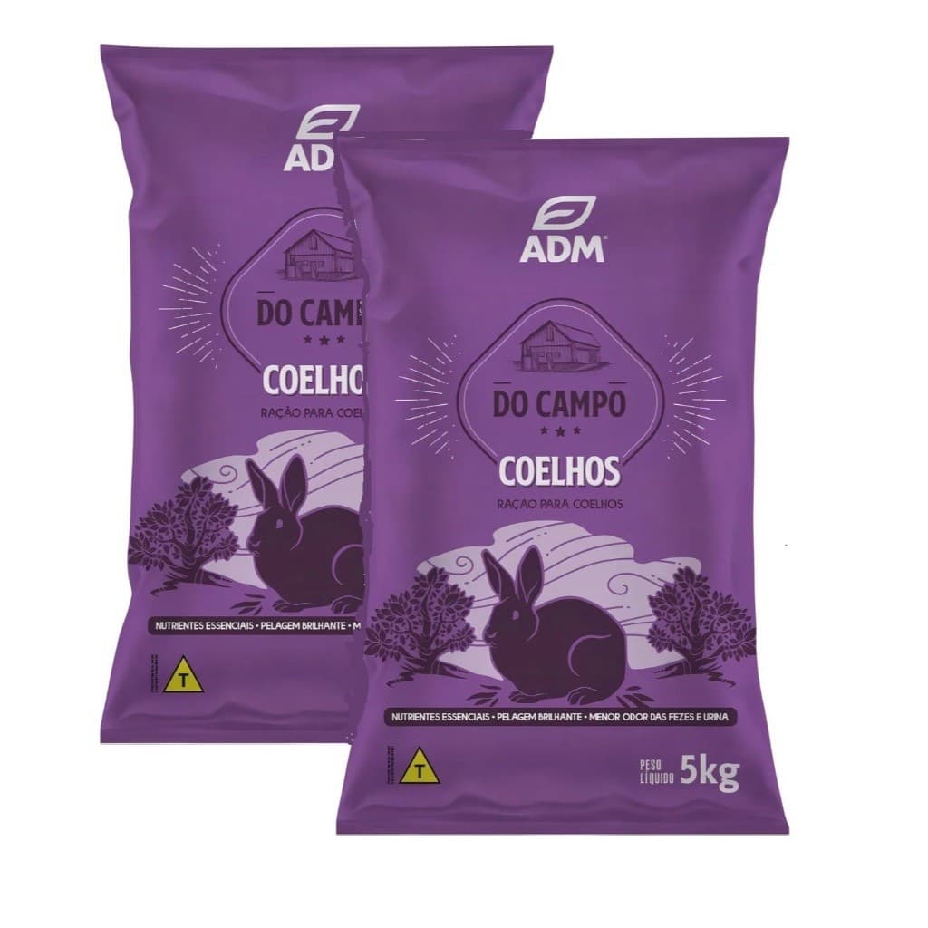 Kit 2 Ração Natural Adm Presence Para Coelhos Reduz Odor De Fezes 5kg