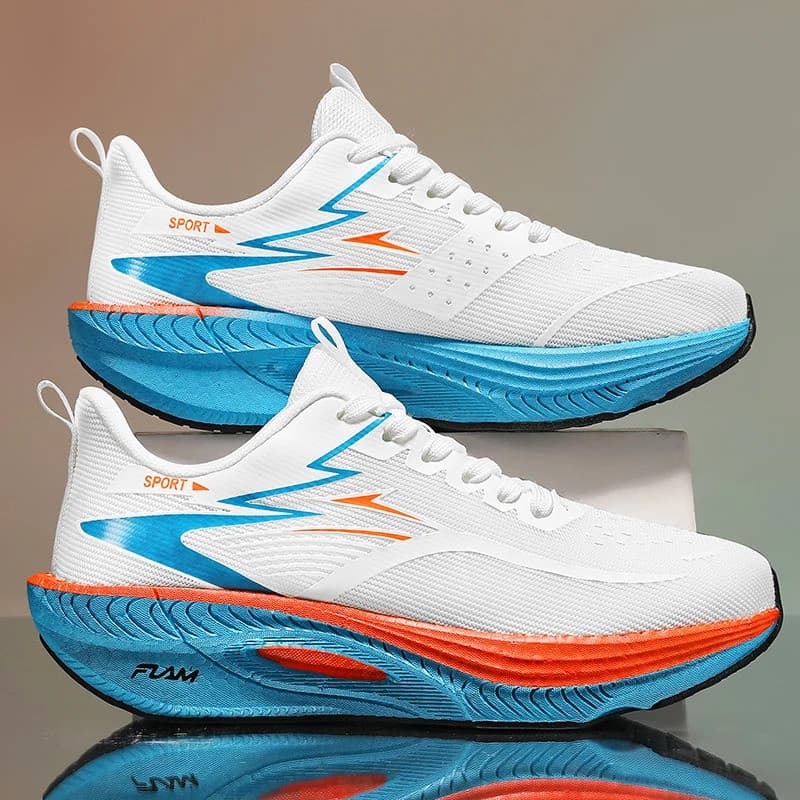 Tênis de Corrida Esportivos Marathon para Homens com Placa de Carbono, Amortecimento a Ar, Respirável, Leve, Confortável