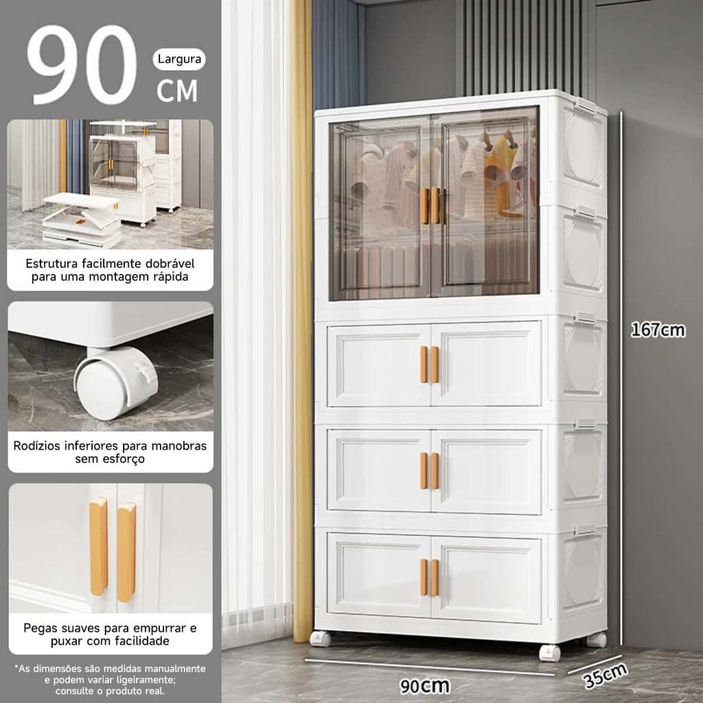Armário Multiuso Dobrável Com Rodinhas Caixa Estilo 1+3 Novo
