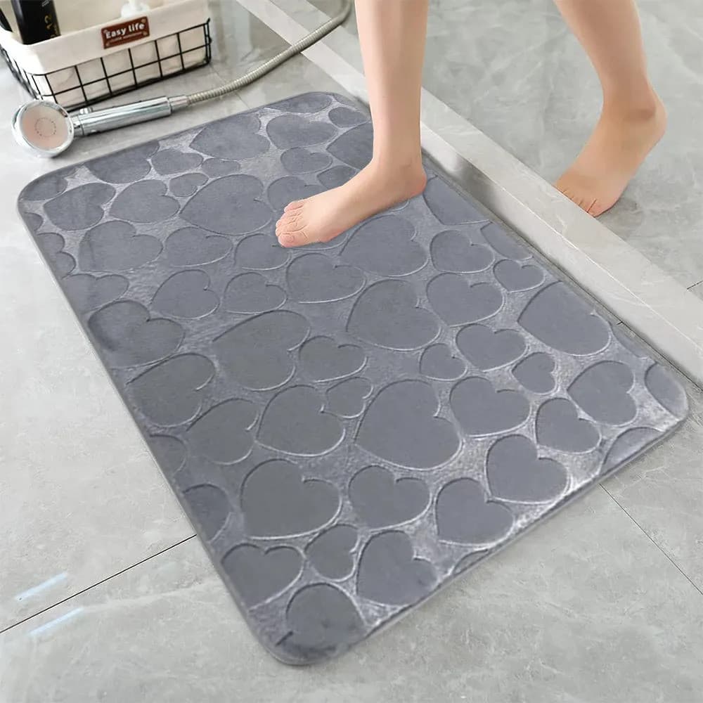 Tapete Banheiro Antiderrapante Absorvente Super Macio Coração 40x60cm