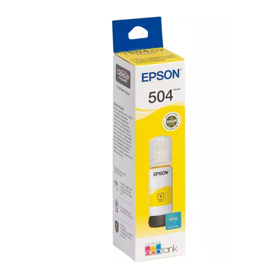 Refil Tinta original T504 Amarelo L4150/ L4160/ L4260/ L6161/ L6171/ L6191/ L6270/ L14150
