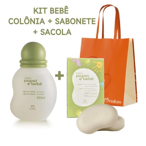 Natura Papai e Bebê Kit Colônia 100ml + Sabonetes 2x100g Mesmo Cheirinho Mamãe e Bebê