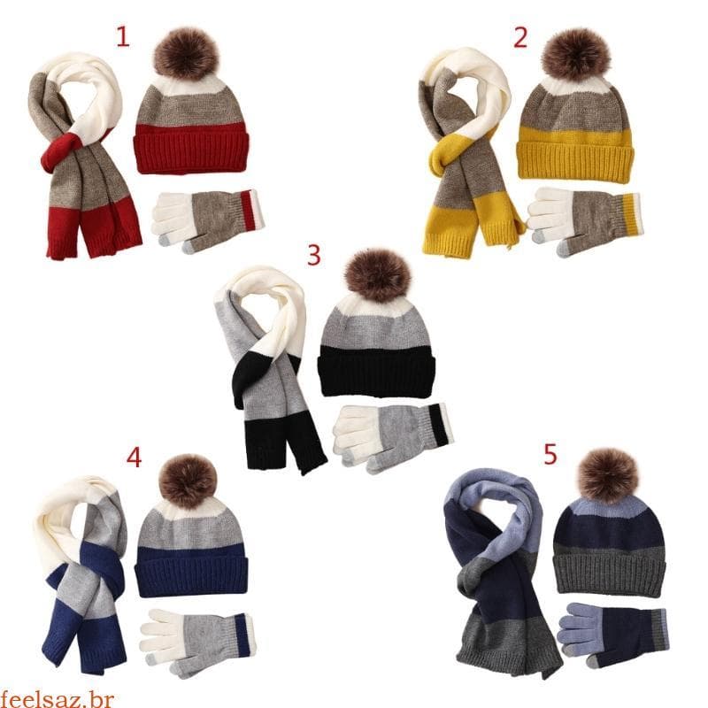 feelsaz Conjunto Cachecol E Infantis Inverno Pom Chapéu Para