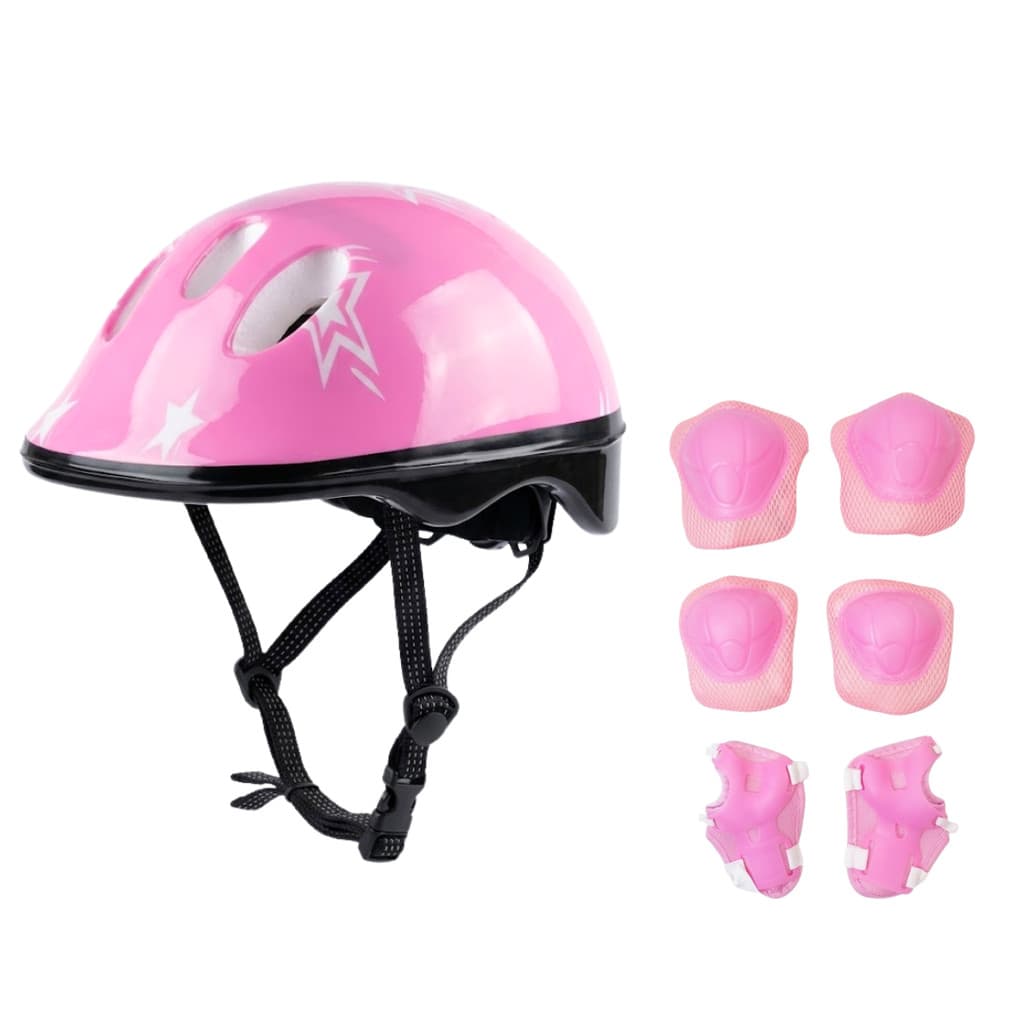 Kit Proteção Infantil Moove Rosa Capacete Cotoveleiras Joelheiras Munhequeiras para Patins Skate Bicicleta Rollers