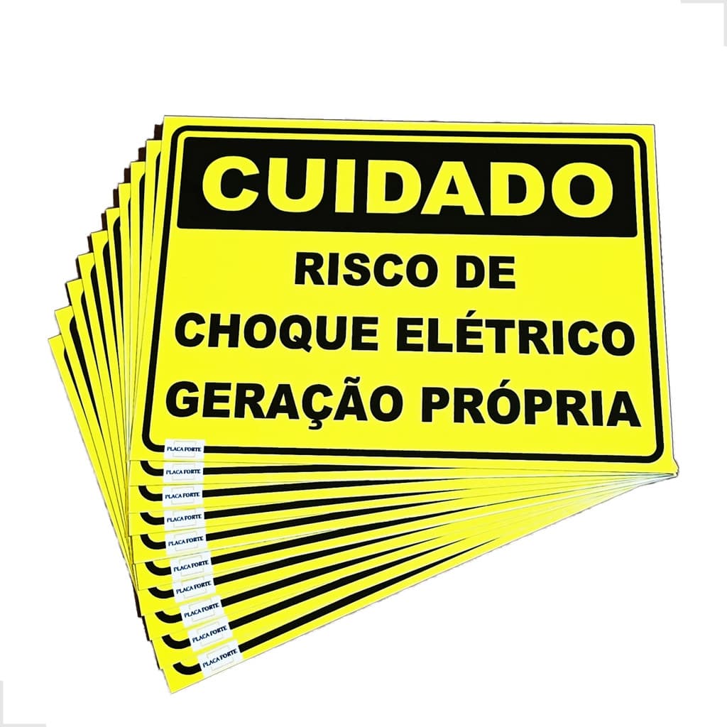 10 Placas Risco De Choque Geração Própria 25x18cm Pvc 2mm