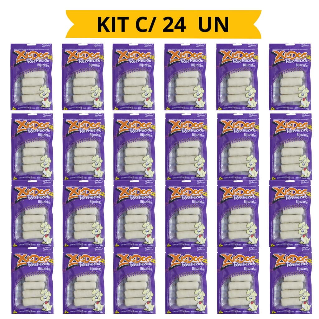 PETISCO XISDOG BIJUZINHO RECHEADO PARA CAES SABOROSO- KIT 24