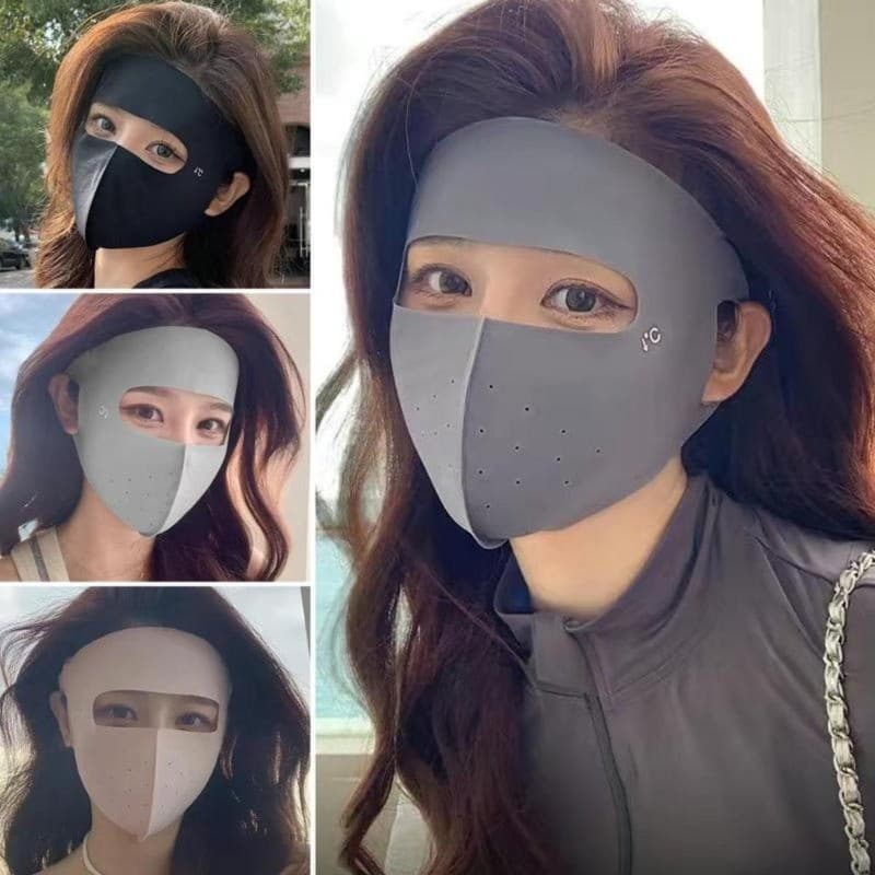 2026 New Face Kini Full Protetor Solar Máscara Chapéu Aba Rosto Proteção De UV Feminino Verão Respirável Seda Gelo Cheio