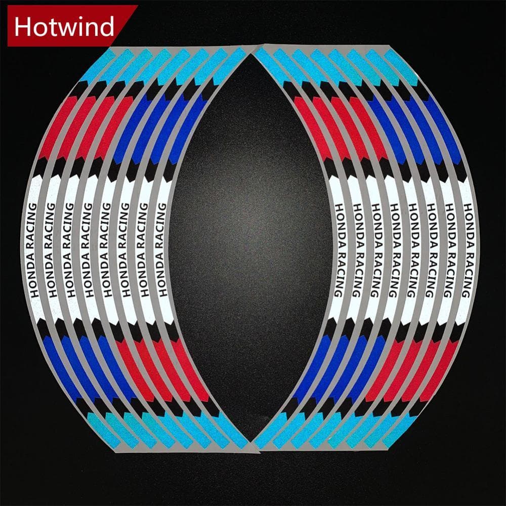 HOTWIND 16 Pçs Adesivo De Roda De Motocicleta Fita De Aro Reflexivo Para Corrida Moto 17 " 18 " Carro Acessório P2Y8