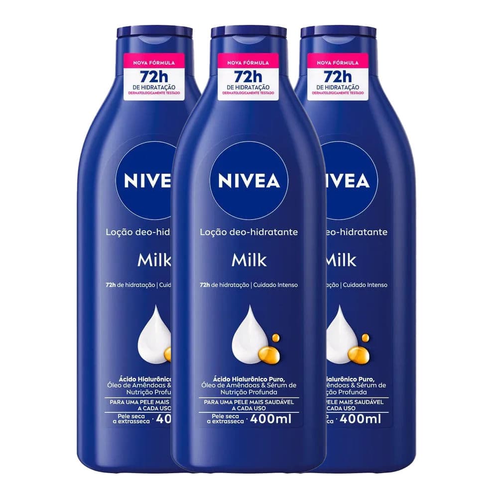 Kit Creme Hidratante Corporal Nívea Body Extra Seca 400ml - 3 Unidades