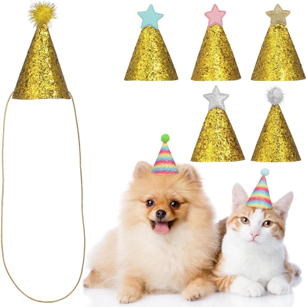 Milisten 8pcs Chapéu de Aniversário para Cães, Chapéus de Festa para Cães, Pequenos Gatos, Cachorrinho Fofo com Estrela 