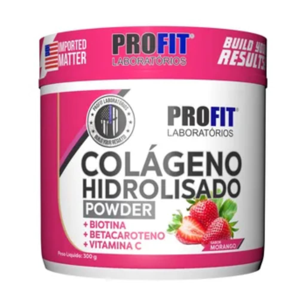 Colágeno Hidrolisado Morango 300g/150g Profit Betacaroteno + Vitamina C