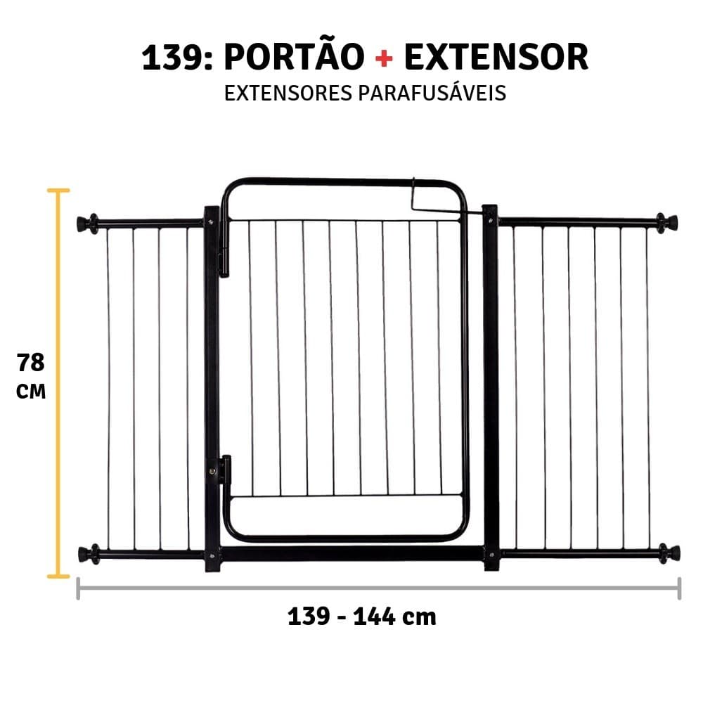 Grade De Porta Portão Proteção Cachorro Criança 139 A 144 Cm
