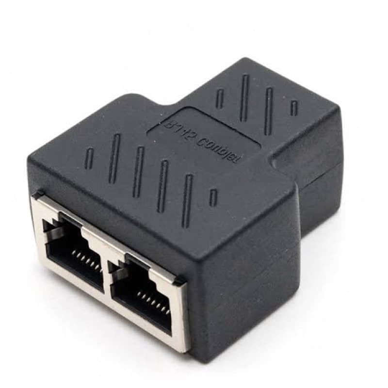 Adaptador distribuidor Cabo de Rede 1 a 2 vías Rj45 metal 1x2