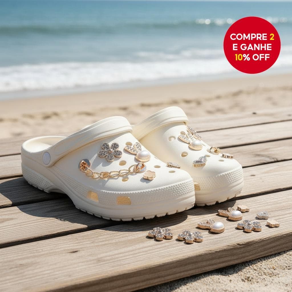  Encantos DIY Croc Jibz – Acessórios para sandálias femininas com designs de coelho, flor, borboleta e pérola.