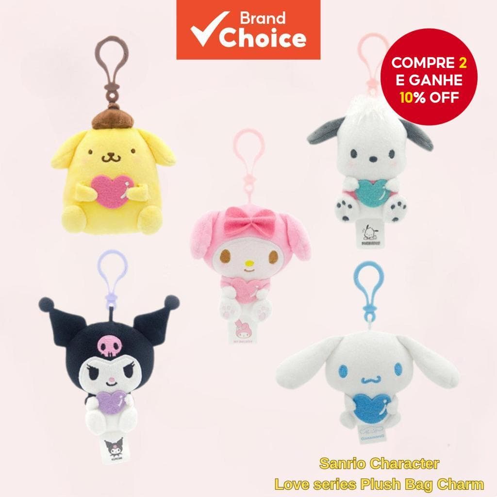  Conjunto de Charms de Pelúcia Sanrio Series Cinnamoroll, MyMelody, Kuromi, Pochacco, Tamanho Padrão IP Popular
