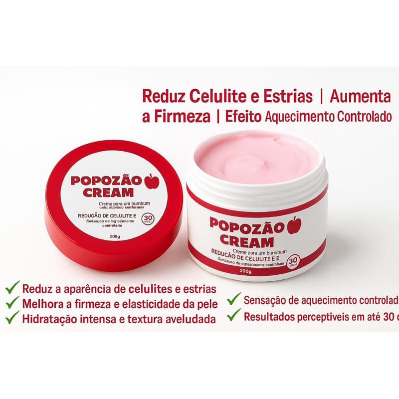 Popozao Cream 200g – Creme Firmador e Anticelulite para Bumbum | Aumenta a Firmeza | Efeito Aquecimento Controlado