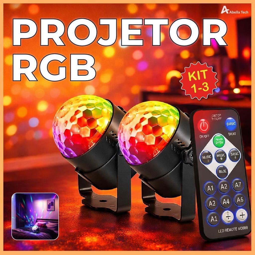 Globo de Luz Led RGB Com Efeito com Controle Remoto e Modos de Luzes Projetor de Luz