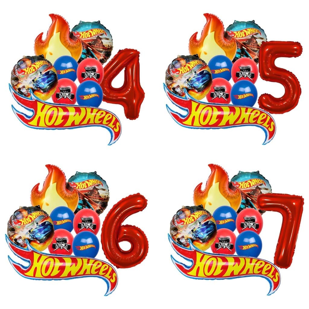 Conjunto De Balões De Folha De Alumínio Hot Wheels Para Carros De Corrida , Decoração De Festa De Aniversário Infantil
