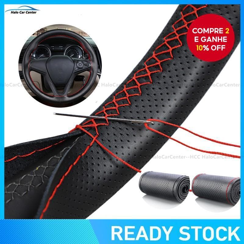 Capa De Couro Para Volante De Carro Com Agulhas E Linha