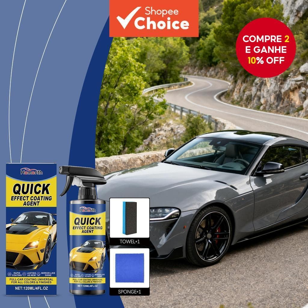  Spray de Revestimento Cerâmico Hidrofóbico 120ml Kit com Toalha e Esponja - Polímero Avançado de SiO2 para Proteção de