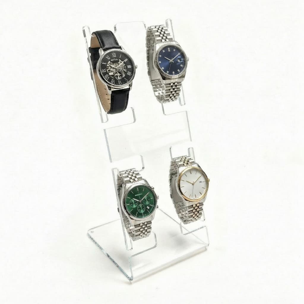 Expositor Porta 4 Relógios Suporte Loja Bancada Loja Vitrine Organizador Mostruário Luxo