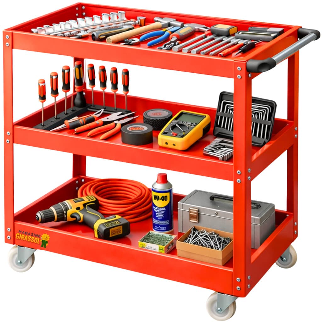 Carrinho Ferramentas 3 Níveis Até 120kg Rodas Multifuncional Aberto Metálico Oficina Mecânico CF3P
