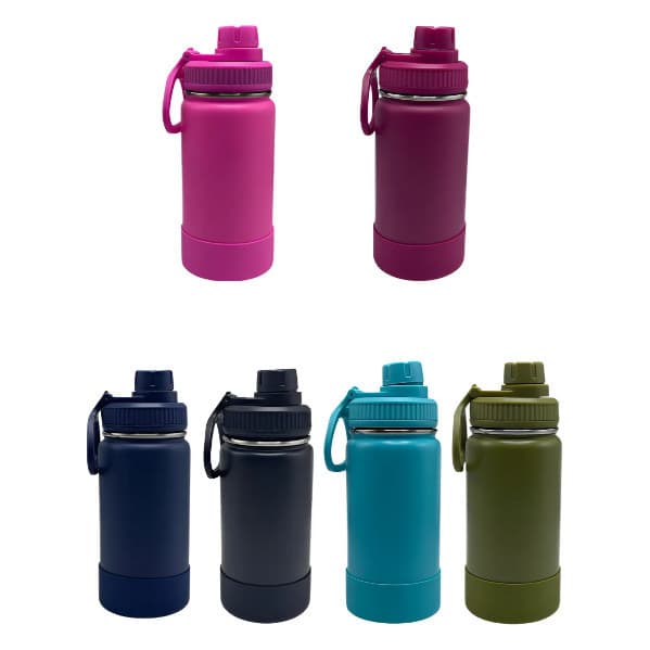 Garrafa Térmica 350ml Água Gelada Prática Isolamento De Aço Inoxidável Com Capinha De Silicone