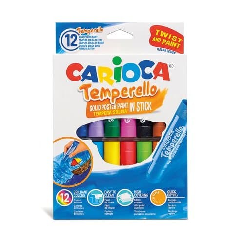 Kit 12 Tintas Guache Bastao Multicolorido Pintura Artes Facil Aplicacao Secagem Rapida