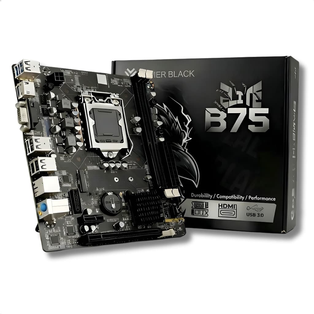 Placa Mãe B75 Gamer Black Lga 1155 Ddr3 Usb 3.0 Hdmi M.2 Nvme Suporta I3 I5 I7 Gigalan