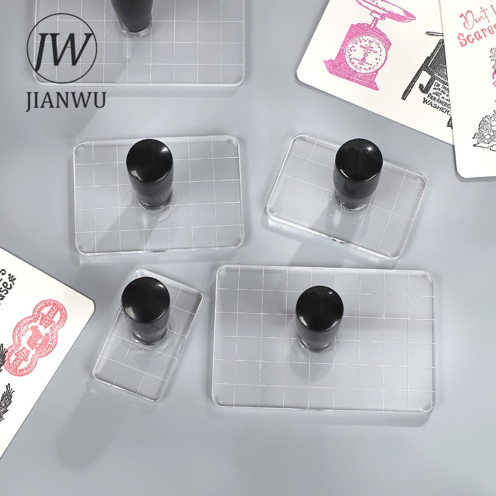 JIANWU Alça Acrílica Transparente Material Retangular Colagem Selo De Silicone Criativo DIY Diário Suprimentos De Estuda