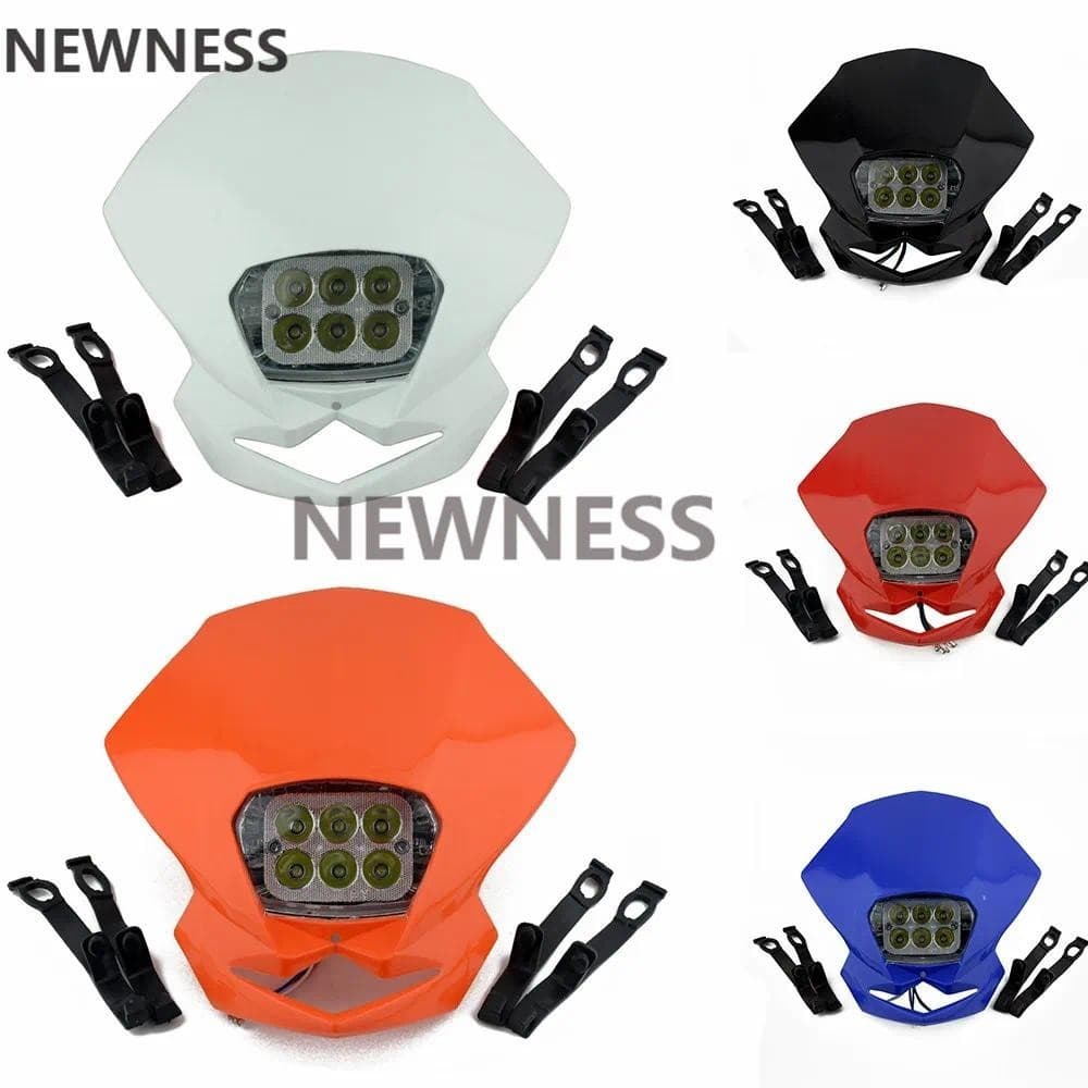 Universal Motocicleta LED Faróis Lâmpada Enduro Para KLX KDX Bicicleta RMZ DRZ DR XR YZ CR Supermoto Bikeauto Peças Deco