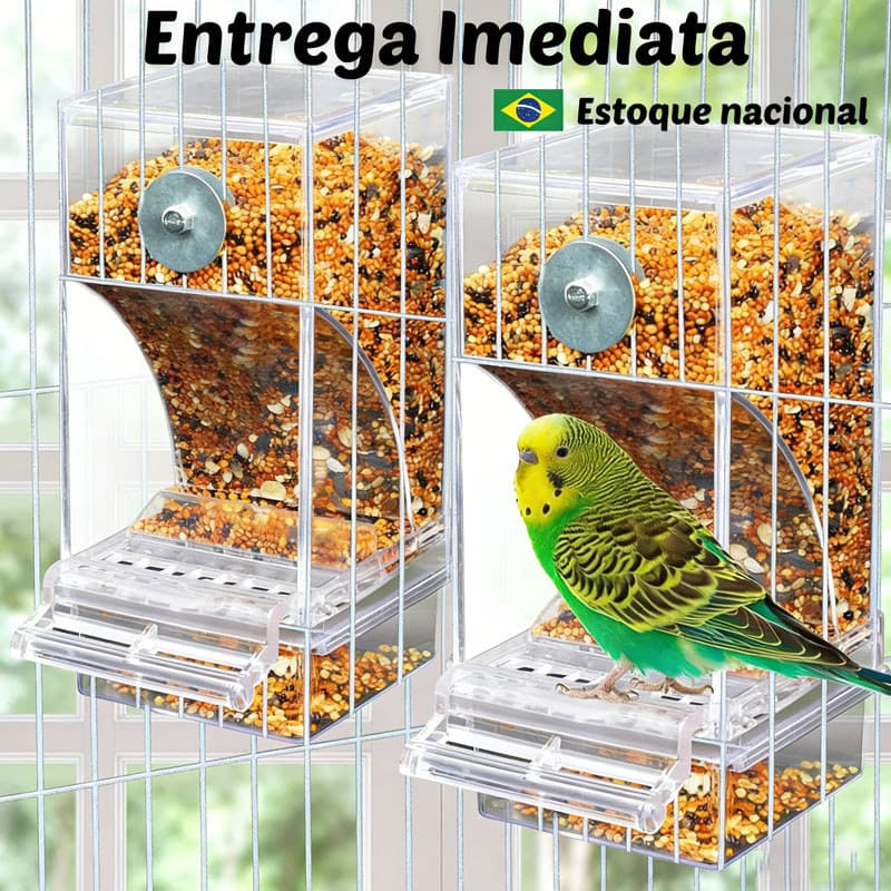 Comedouro Automático Acrílico Anti-Sujeira Pássaros Calopsita Sem Desperdício Para Gaiola