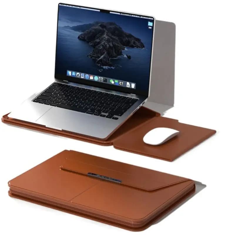 13-14/15-16 Polegada Suporte De Manga Para Laptop Fechamento Automático Multifuncional Notebook Caso Couro Com Macbook A