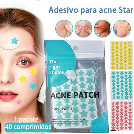 Adesivo para Espinha Formato Estrela - Hidrocoloide - 8 Cores - 40/80/120 Unid