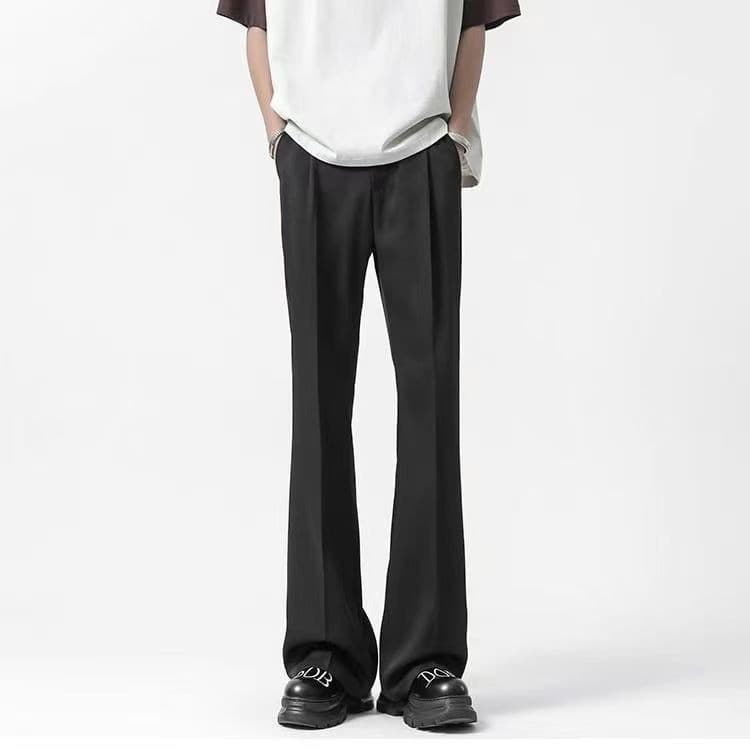 Calças drapeadas pretas masculinas primavera outono retas cos calças largas universais terno Casual de alta qualidade
