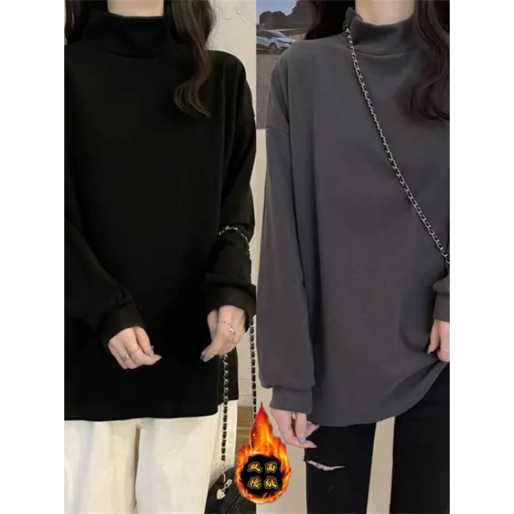 Roupa de maternidade dupla face veludo alemão meia gola alta outono inverno exterior wear pequena moda mãe capa barriga 