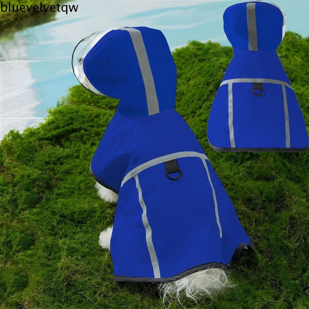 Capa De Chuva Para Animais De Estimação BLUEVELVETQW , Poncho Reflexivo À Prova De Vento Cães , Com Capuz De Design Ajus