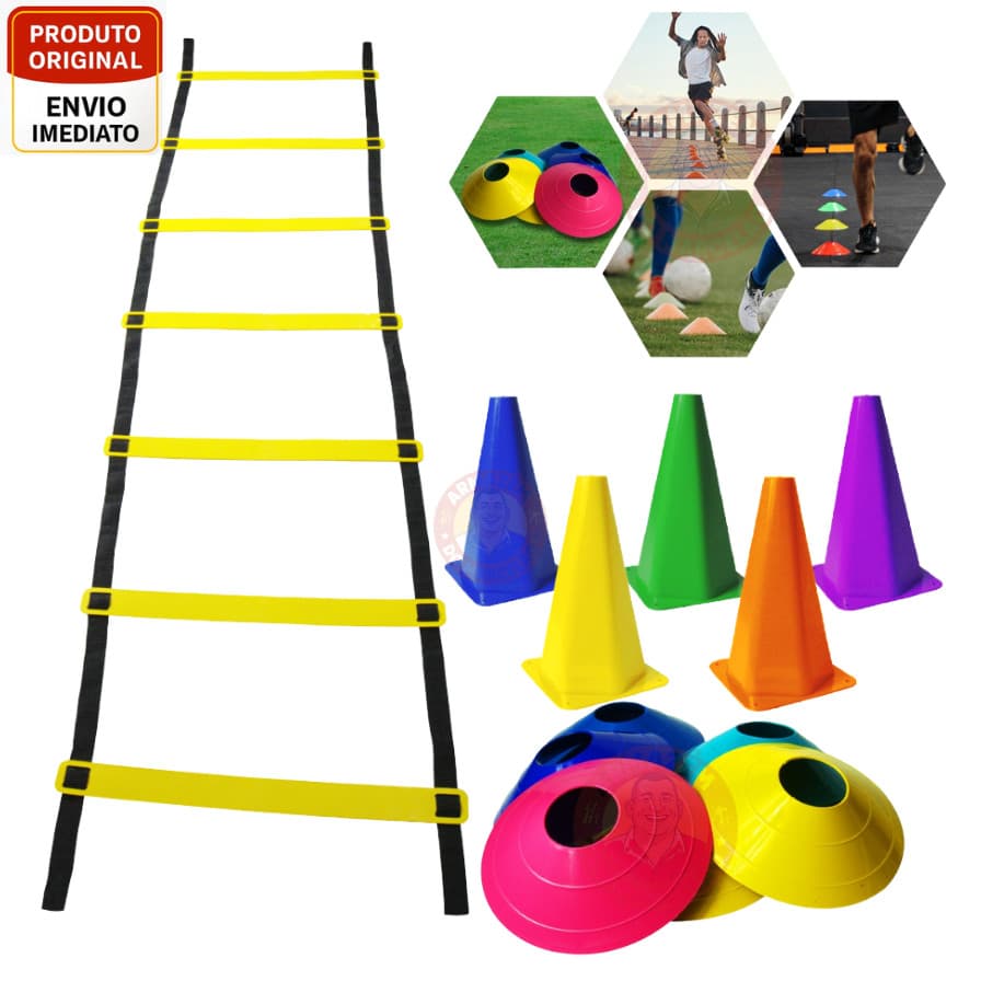 Treinamento Funcional Agilidade 5 Chapéus + 5 Cones e Escada