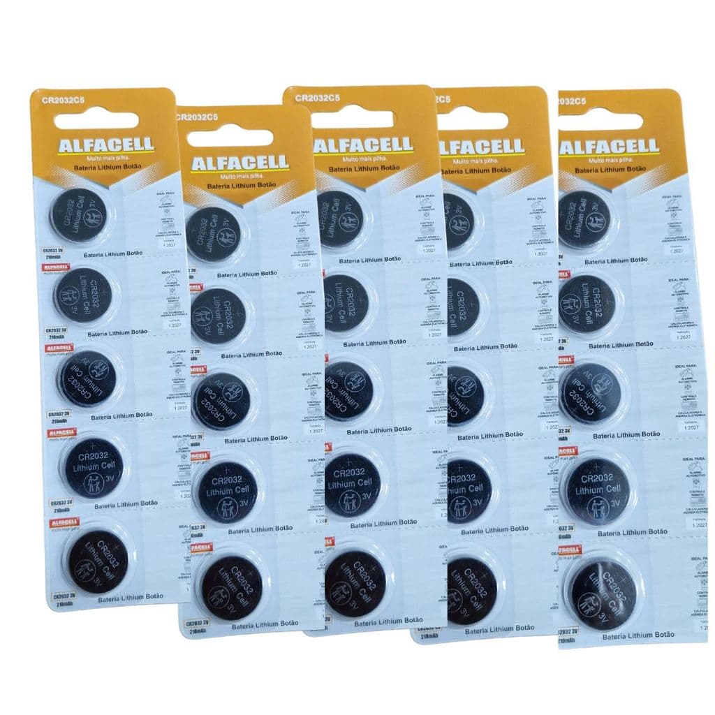 Kit c/25 Baterias CR2032 3V Lítio Moeda Alta Durabilidade